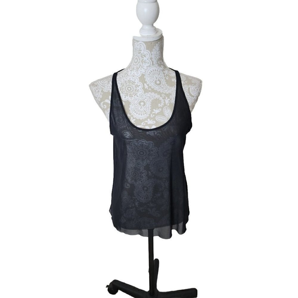 Aritzia top Wilfred Free Black McNally Mesh Raw Hem Tank Women's Medium